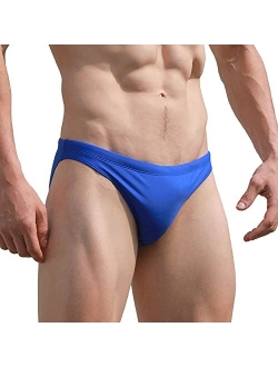 YUZHOU Mens Bikini Swimwear Low Rise Swim Briefs Solid Bathing Suit Sexy Swimsuit with Elastic Drawstring