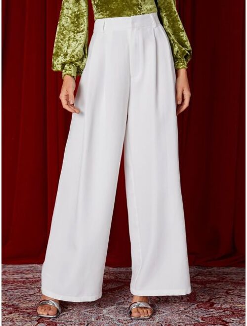 SHEIN Plicated Detail Wide Leg Pants