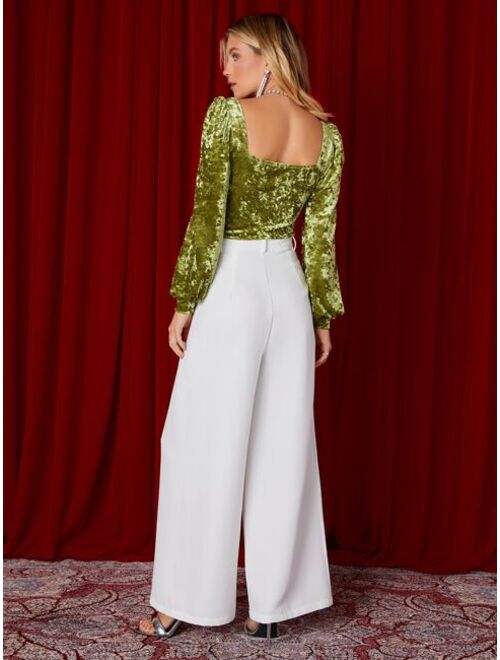 SHEIN Plicated Detail Wide Leg Pants