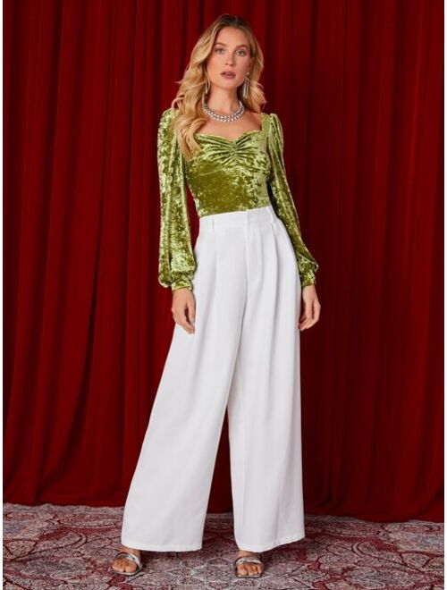 SHEIN Plicated Detail Wide Leg Pants