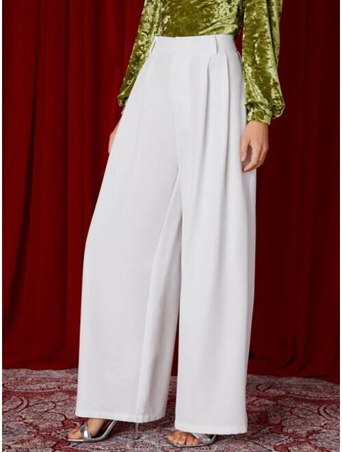 SHEIN Plicated Detail Wide Leg Pants