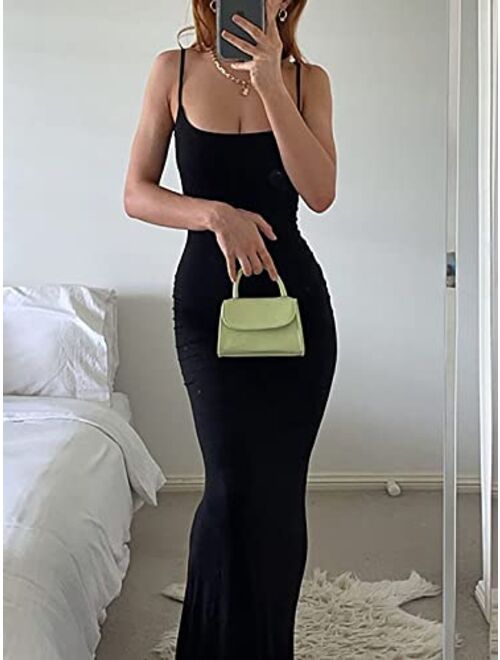 AnotherChill Women's Casual Lounge Slip Long Dress Sexy Sleeveless Backless Bodycon Maxi Dresses 2023 Summer Slim Elegant