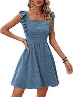 Loemes Summer Cute Floral Flowy Knee Length Sundressses Beach Dress for Women 2023