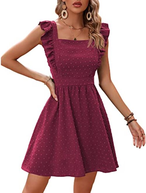 Loemes Summer Cute Floral Flowy Knee Length Sundressses Beach Dress for Women 2023