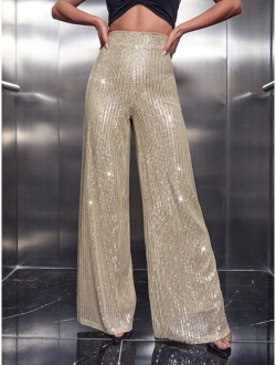 SXY High Waist Sequin Wide Leg Pants