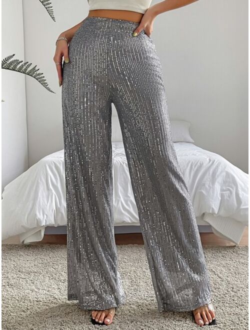 SHEIN SXY High Waist Sequin Wide Leg Pants