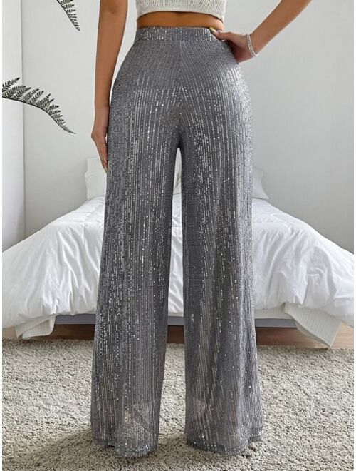 SHEIN SXY High Waist Sequin Wide Leg Pants