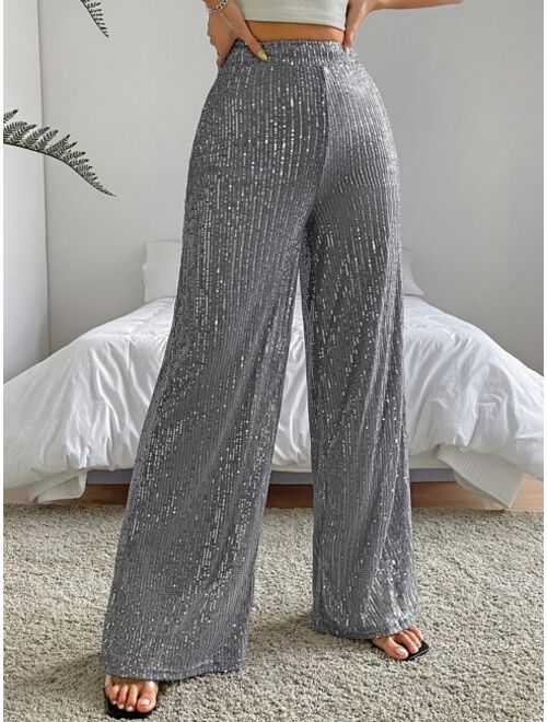 SHEIN SXY High Waist Sequin Wide Leg Pants