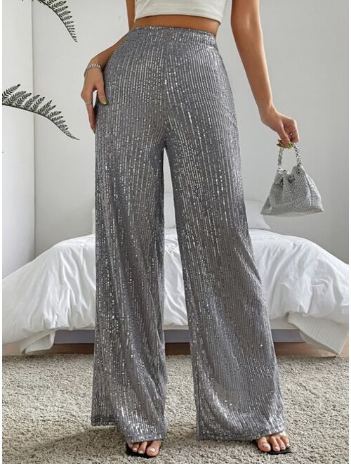 SHEIN SXY High Waist Sequin Wide Leg Pants