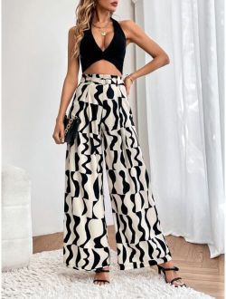 Allover Print Wide Leg Pants