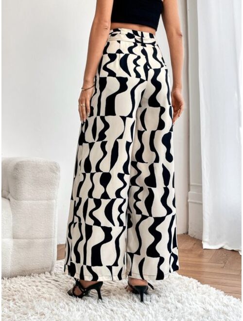 SHEIN Allover Print Wide Leg Pants