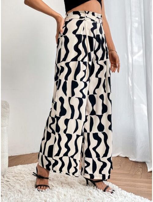 SHEIN Allover Print Wide Leg Pants