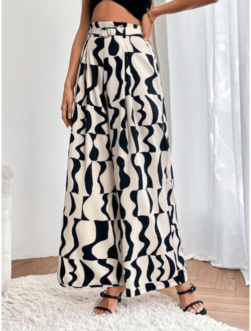 SHEIN Allover Print Wide Leg Pants