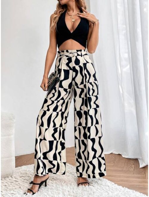 SHEIN Allover Print Wide Leg Pants