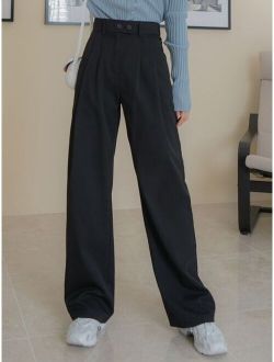 Solid Straight Leg Pants