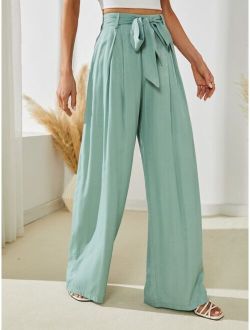Frenchy Paperbag Waist Belted Wide Leg Pants