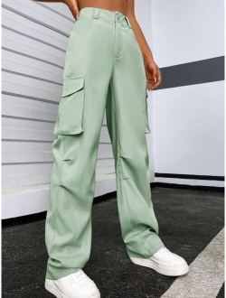 EZwear Solid Flap Pocket Pants