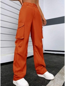 EZwear Solid Flap Pocket Pants