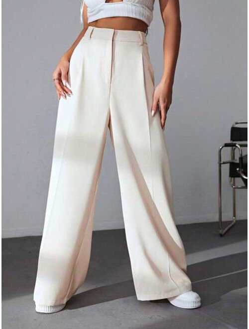 SHEIN EZwear Solid Wide Leg Pants