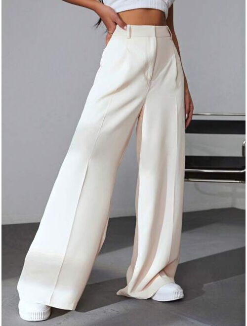 SHEIN EZwear Solid Wide Leg Pants