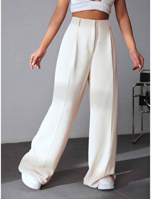 SHEIN EZwear Solid Wide Leg Pants