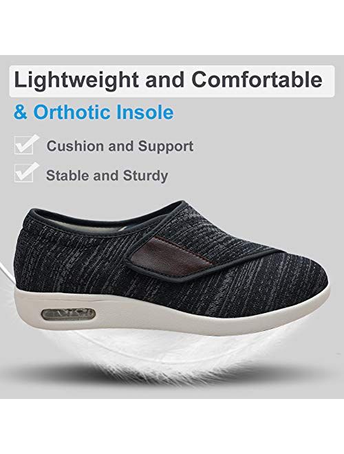 Orthoshoes Womens Stylish Diabetic Shoes Extra Wide Widths Walking Edema Sneakers Adjustable Strap Easy On/Off with 3 Pairs Insoles Replacement for Support Swollen Feet B