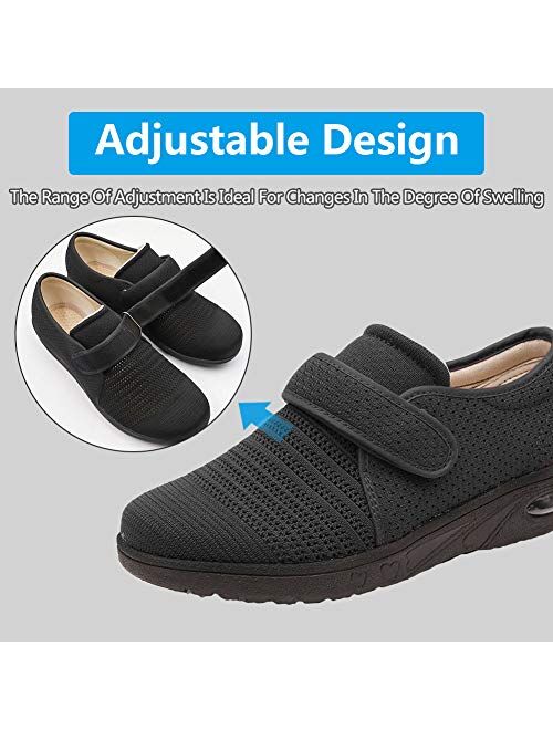 Mejormen Womens Diabetic Walking Shoes Adjustable Outdoor Sneakers Recovery Easy On Off Strap Wide Width Slippers Comfort for Seniors Elderly Woman Swollen Feet, Edema, F