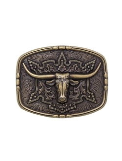 Btilasif Long Horn Bull Western Cowboy Texas Rodeo Belt Buckle for Men Women