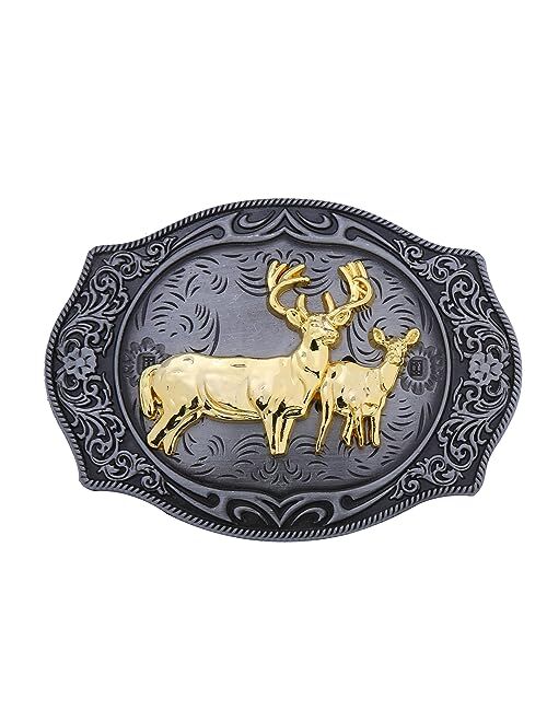 Btilasif Long Horn Bull Western Cowboy Texas Rodeo Belt Buckle for Men Women