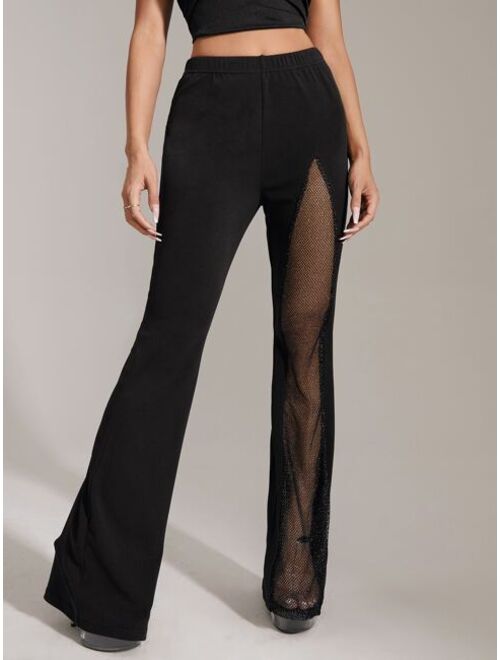 SHEIN ICON Contrast Mesh Flare Leg Pants