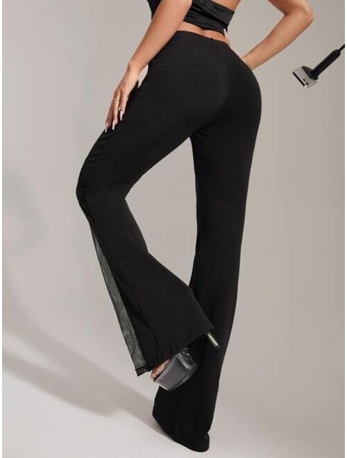 SHEIN ICON Contrast Mesh Flare Leg Pants