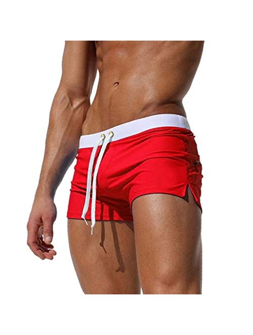 Bokeley Mens Swim Trunks, Swim Short Men Boxer Briefs Swimming Pants Swimwear