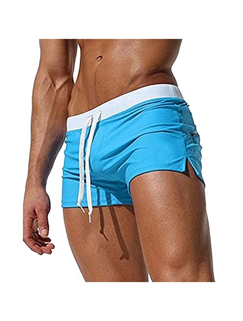 Bokeley Mens Swim Trunks, Swim Short Men Boxer Briefs Swimming Pants Swimwear