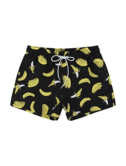 MADHERO Mens Swim Trunks Short Funny Swimming Shorts Bathing Suit with Mesh Liner 3 Inch