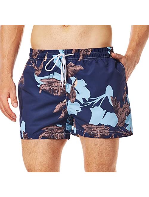 MADHERO Mens Swim Trunks Short Funny Swimming Shorts Bathing Suit with Mesh Liner 3 Inch