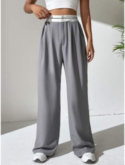 EZwear High Waist Fold Pleated Pants