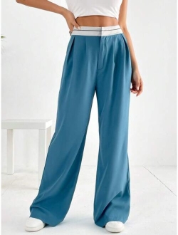 EZwear High Waist Fold Pleated Pants