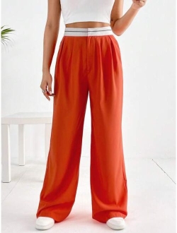 EZwear High Waist Fold Pleated Pants