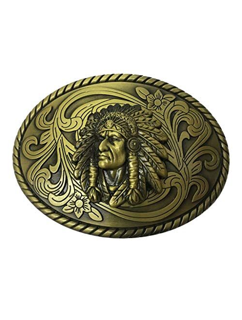 Fashion Western Soar-leap Mens Native American Western Cowboy Belt Buckle Indian Chief