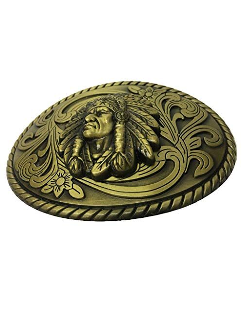 Fashion Western Soar-leap Mens Native American Western Cowboy Belt Buckle Indian Chief