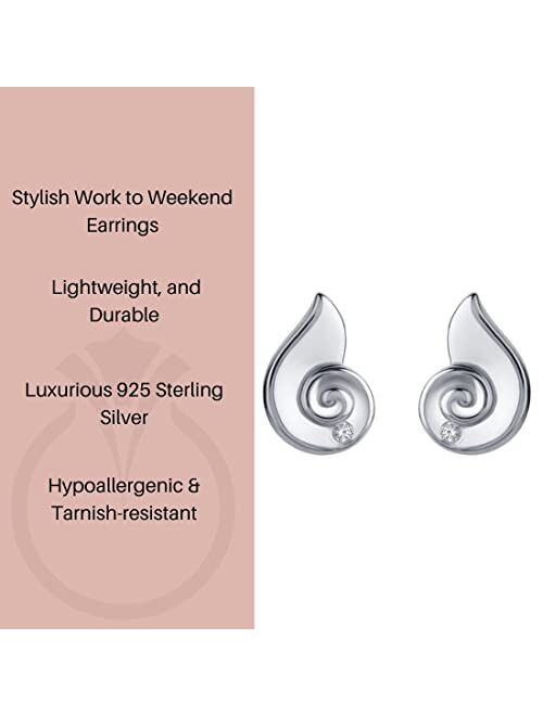 Peora 925 Sterling Silver Spiral Seashell Earrings for Women, Hypoallergenic Fine Jewelry