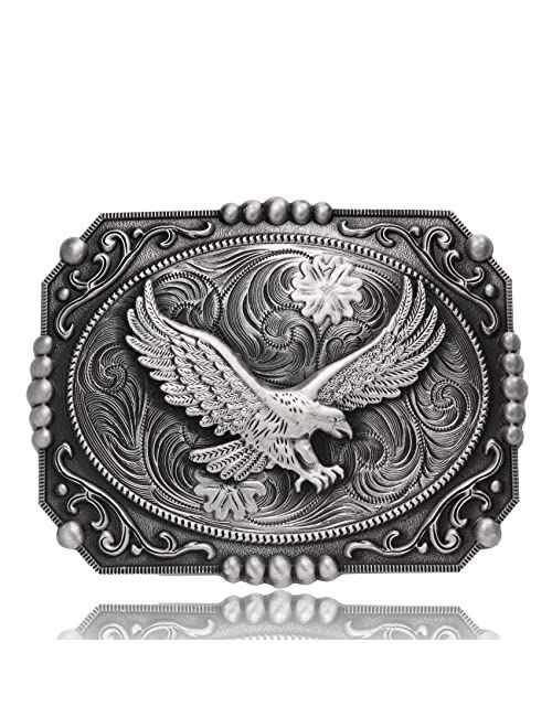 BBOTEN Western Belt Buckle for Men, Large Belt Buckle with Golden Soaring Eagle, Horse Cowboy Buckles