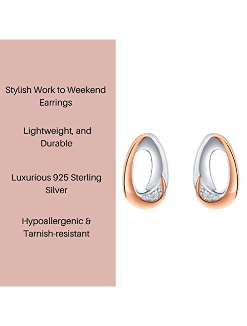 Peora 925 Sterling Silver Open Ellipse Earrings for Women, Hypoallergenic Fine Jewelry