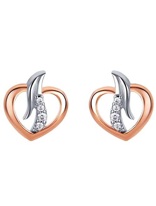 Peora 925 Sterling Silver Open Heart Earrings for Women, Hypoallergenic Fine Jewelry