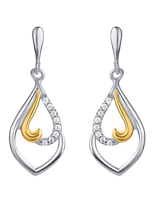 Peora 925 Sterling Silver Twisted Teardrop Dangle Earrings for Women, Hypoallergenic Fine Jewelry