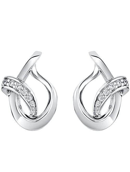 Peora 925 Sterling Silver Ribboned Open Teardrop Earrings for Women, Hypoallergenic Fine Jewelry