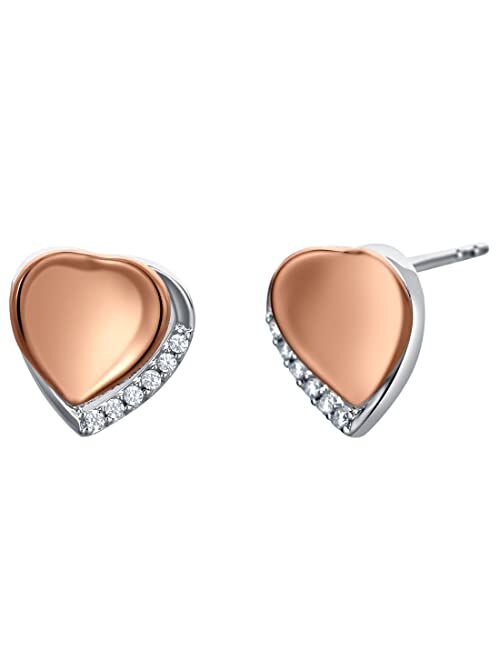 Peora 925 Sterling Silver Cupids Heart Earrings for Women, Hypoallergenic Fine Jewelry