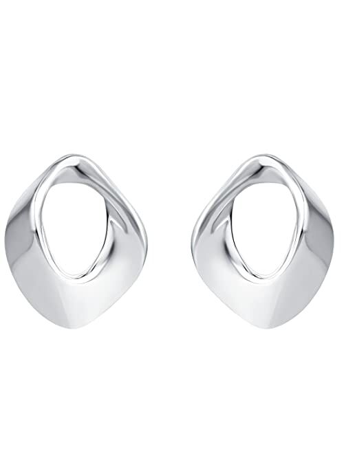 Peora 925 Sterling Silver Sculpted Floating Earrings for Women, Hypoallergenic Fine Jewelry