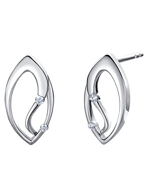 Peora 925 Sterling Silver Side-Swept Charm Earrings for Women, Hypoallergenic Fine Jewelry