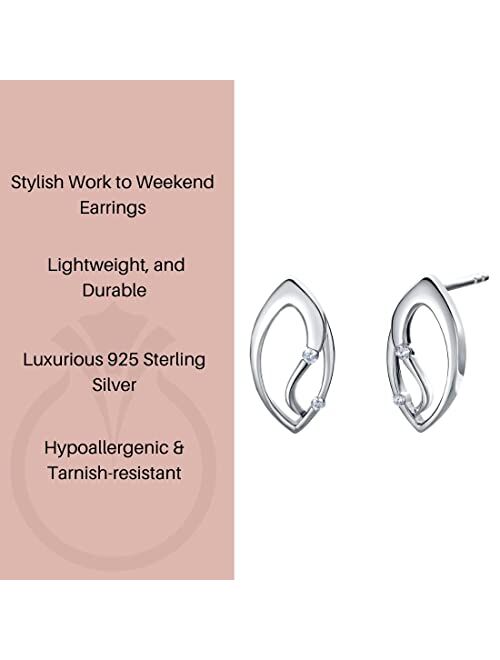 Peora 925 Sterling Silver Side-Swept Charm Earrings for Women, Hypoallergenic Fine Jewelry